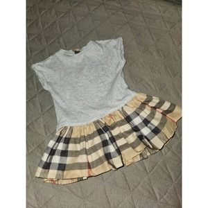 Burberry Gray and Plaid Kids Casual Dress
